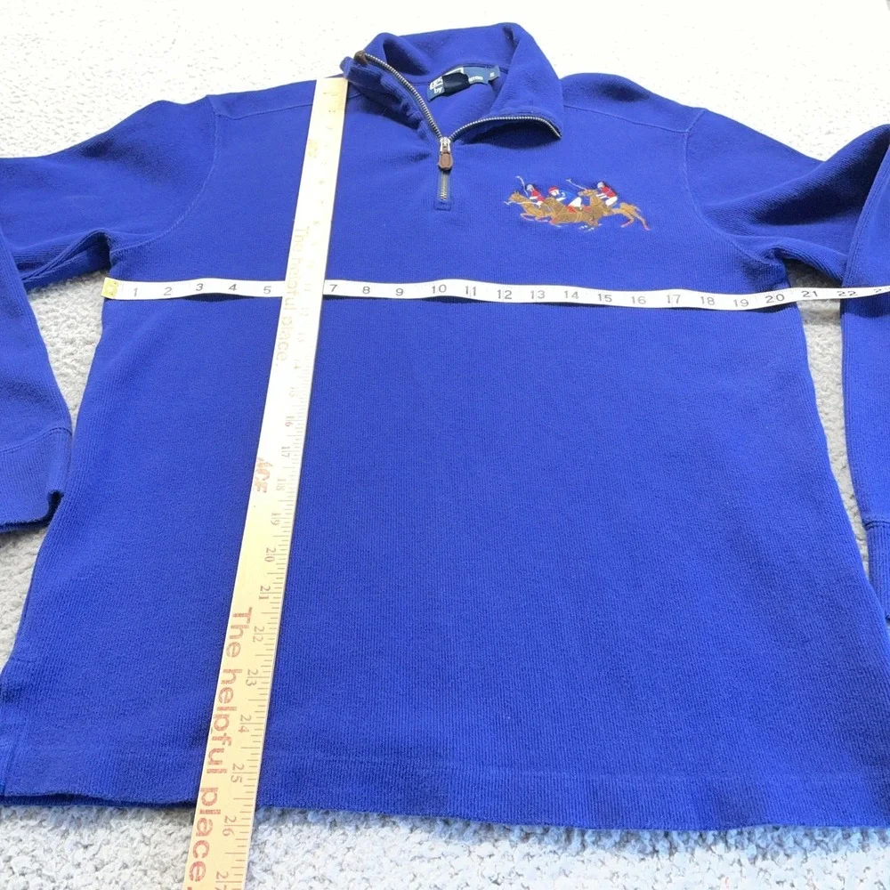Vtg Polo Ralph‎ Lauren 1/4 Zip Pullover 3 Horsemen Size Small Preppy Equestrian